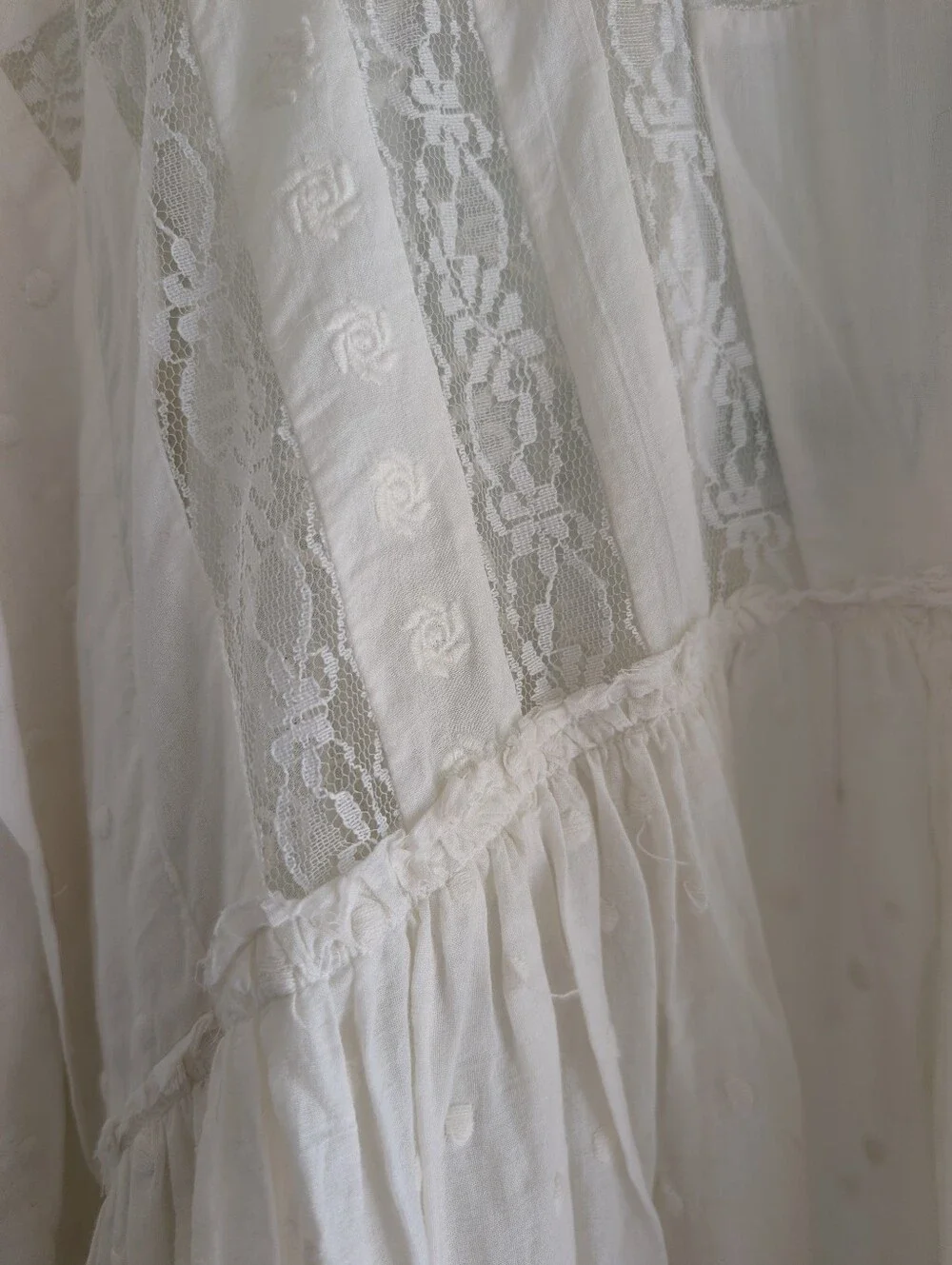 Free People Boho White Lace Tiered Tunic Dress Size Small